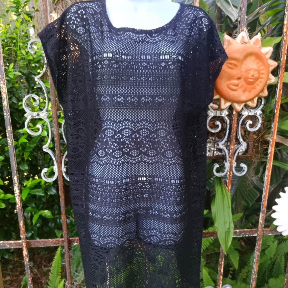 Mossimo sexy black sheer mesh swim cover up XL